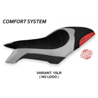 HOUSSE DE SELLE COMPATIBLE MV AGUSTA DRAGSTER 800 (19-22) MODÈLE DOBRICA SPECIAL - Type : CONFORT, Logo : AVEC LOGO, Couleur : ARGENT ROUGE