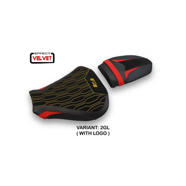HOUSSE DE SELLE COMPATIBLE MV AGUSTA F4 (10-20) MODÈLE LENDORF VELVET - Logo : AVEC LOGO, Couleur : OR, Type : STANDARD