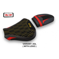 HOUSSE DE SELLE COMPATIBLE MV AGUSTA F4 (10-20) MODÈLE LENDORF VELVET - Type : STANDARD, Logo : AVEC LOGO, Couleur : GRIS GRIS