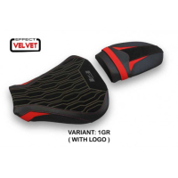 HOUSSE DE SELLE COMPATIBLE MV AGUSTA F4 (10-20) MODÈLE LENDORF VELVET - Type : STANDARD, Logo : AVEC LOGO, Couleur : GRIS GRIS