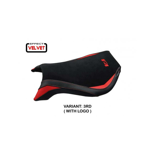 HOUSSE DE SELLE COMPATIBLE MV AGUSTA F4 (99-09) MODÈLE NATORI VELVET - Logo : AVEC LOGO, Couleur : ROUGE, Type : STANDARD