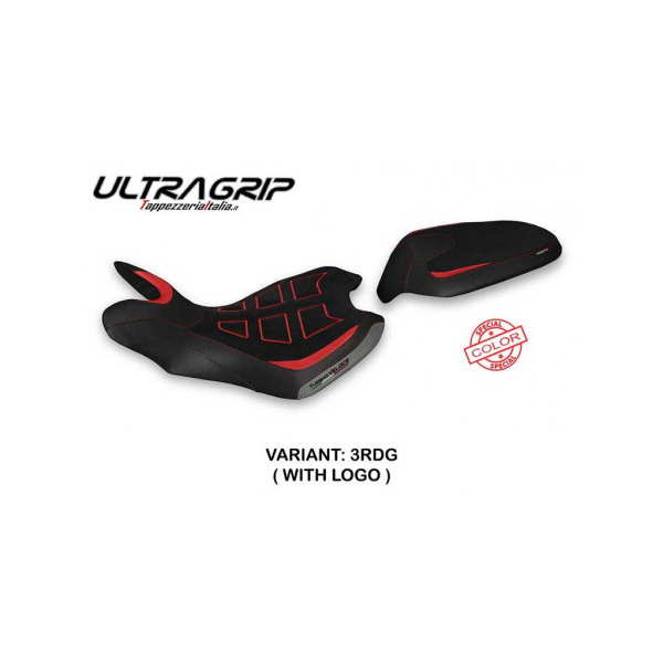 HOUSSE DE SELLE COMPATIBLE  MV AGUSTA TURISMO VELOCE (21-22) MODÈLE ZUATA SPECIA - Logo : AVEC LOGO, Type : ULTRAGRIP, Couleur : BLANC ROUGE