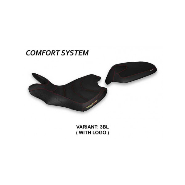 HOUSSE DE SELLE COMPATIBLE  MV AGUSTA TURISMO VELOCE (21-22) MODÈLE LINDT - Logo : AVEC LOGO, Couleur : NOIR, Type : CONFORT