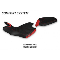HOUSSE DE SELLE COMPATIBLE  MV AGUSTA TURISMO VELOCE (21-22) MODÈLE LINDT - Logo : AVEC LOGO, Couleur : NOIR, Type : CONFORT