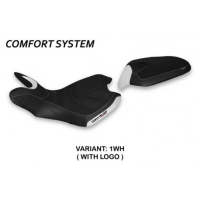 HOUSSE DE SELLE COMPATIBLE  MV AGUSTA TURISMO VELOCE (21-22) MODÈLE LINDT - Logo : AVEC LOGO, Couleur : BLANC, Type : CONFORT
