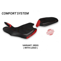HOUSSE DE SELLE COMPATIBLE  MV AGUSTA TURISMO VELOCE (21-22) MODÈLE LINDT SPECIA - Logo : AVEC LOGO, Couleur : ROUGE GRIS, Type : CONFORT 