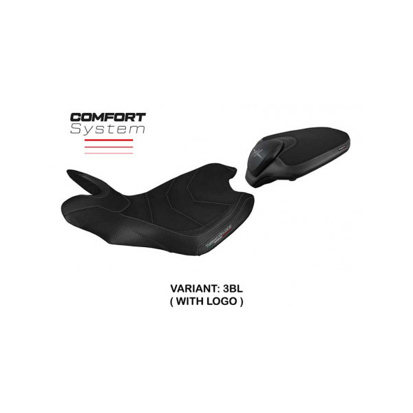HOUSSE DE SELLE COMPATIBLE MV AGUSTA TURISMO VELOCE (14-20) MODÈLE SAHARA - Logo : AVEC LOGO, Couleur : NOIR, Type : CONFORT