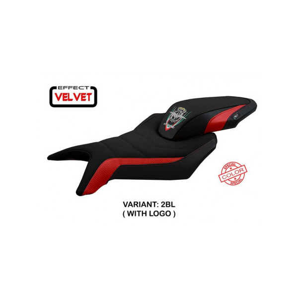 HOUSSE DE SELLE COMPATIBLE  MV AGUSTA BRUTALE 800 (16-22) MODÈLE FORTUNA SPECIAL - Logo : AVEC LOGO, Couleur : NOIR, Type : STANDARD
