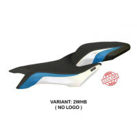 HOUSSE DE SELLE COMPATIBLE  MV AGUSTA BRUTALE 800 (16-22) MODÈLE ZURICH SPECIAL - Logo : AVEC LOGO, Couleur : BLANC BLEU, Type : STANDARD