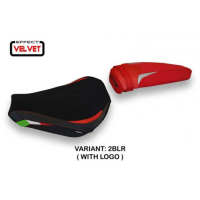 HOUSSE DE SELLE COMPATIBLE MV AGUSTA F3 (12-22) MODÈLE MILAZZO VELVET - Logo : AVEC LOGO, Couleur : NOIR ROUGE, Type : STANDARD 