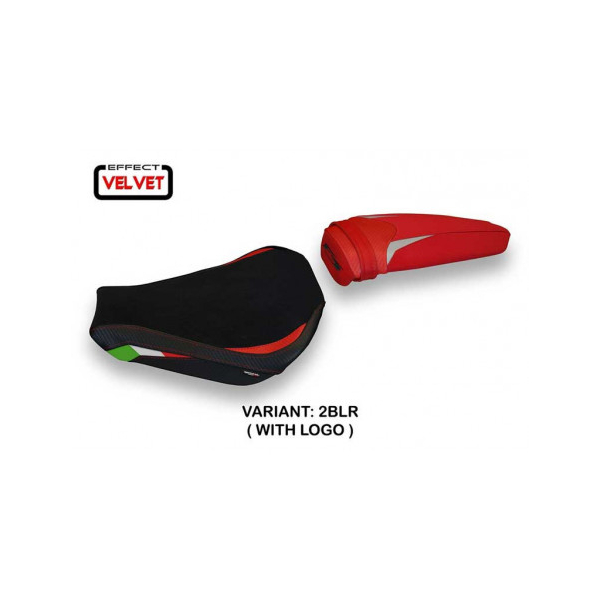 HOUSSE DE SELLE COMPATIBLE MV AGUSTA F3 (12-22) MODÈLE MILAZZO VELVET - Logo : AVEC LOGO, Couleur : NOIR ROUGE, Type : STANDARD