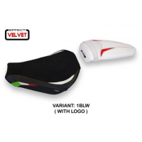 HOUSSE DE SELLE COMPATIBLE MV AGUSTA F4 (10-20) MODÈLE IMPERIAL VELVET - Type : STANDARD, Logo : AVEC LOGO, Couleur : NOIR BLANC