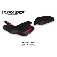 HOUSSE DE SELLE COMPATIBLE  MV AGUSTA TURISMO VELOCE (21-22) MODÈLE ZUATA - Logo : AVEC LOGO, Couleur : NOIR, Type : ULTRAGRIP