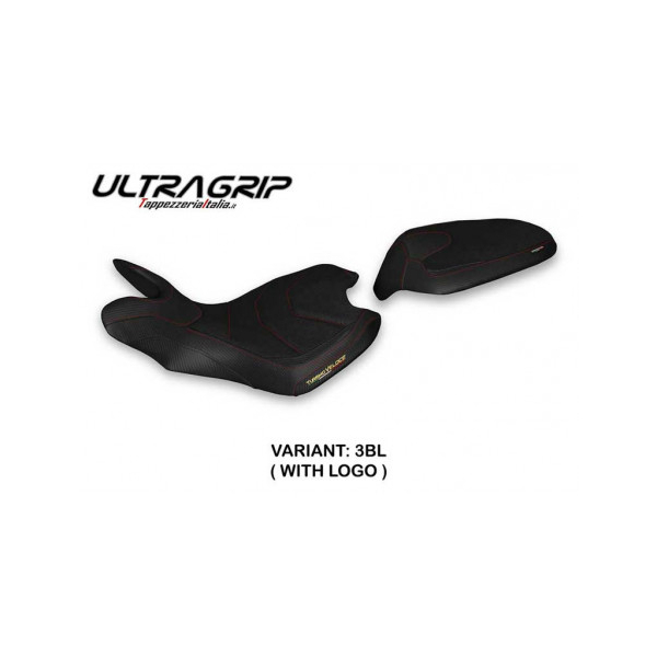 HOUSSE DE SELLE COMPATIBLE  MV AGUSTA TURISMO VELOCE (21-22) MODÈLE ZUATA - Logo : AVEC LOGO, Couleur : ROUGE, Type : ULTRAGRIP