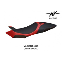 HOUSSE DE SELLE COMPATIBLE  MV AGUSTA BRUTALE 920/1090 / 1090R (09-15) MODÈLE TE - Logo : AVEC LOGO, Couleur : ARGENT, Type : STANDARD