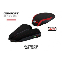 HOUSSE DE SELLE COMPATIBLE MV AGUSTA BRUTALE 1000 RR (20-22) MODÈLE MEILAN VELVE - Logo : AVEC LOGO, Couleur : ROUGE, Type : CONFORT 