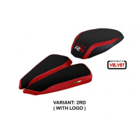HOUSSE DE SELLE COMPATIBLE MV AGUSTA BRUTALE 1000 RR (20-22) MODÈLE MEILAN VELVE - Couleur : ROUGE, Type : CONFORT, Logo : AVEC LOGO