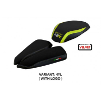 HOUSSE DE SELLE COMPATIBLE MV AGUSTA BRUTALE 1000 RR (20-22) MODÈLE MEILAN VELVE - Couleur : JAUNE, Type : CONFORT, Logo : AVEC LOGO