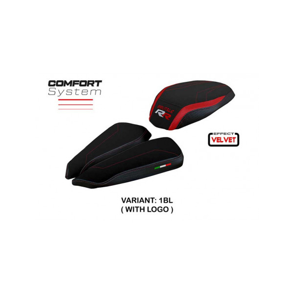 HOUSSE DE SELLE COMPATIBLE MV AGUSTA BRUTALE 1000 RR (20-22) MODÈLE MEILAN VELVE - Couleur : NOIR, Logo : AVEC LOGO, Type : ULTRAGRIP