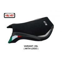HOUSSE DE SELLE COMPATIBLE MV AGUSTA F4 (99-09) MODÈLE NATORI TRICO VELVET - Logo : AVEC LOGO, Couleur : ARGENT, Type : STANDARD