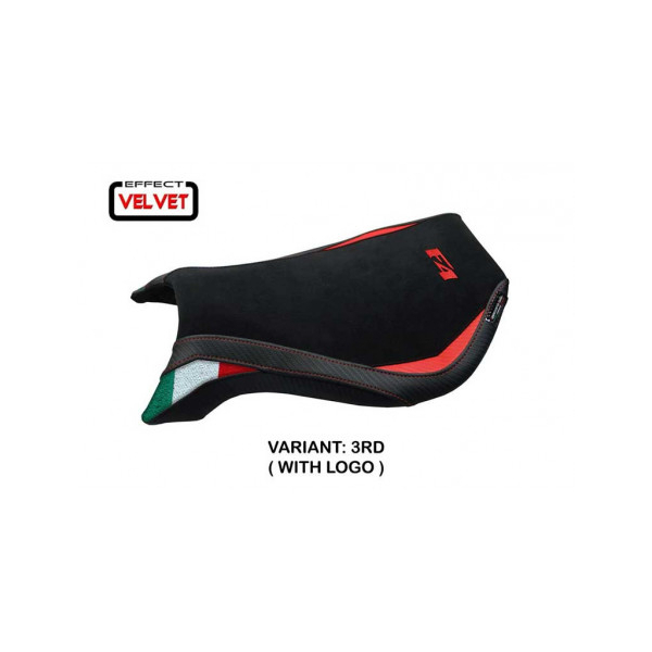 HOUSSE DE SELLE COMPATIBLE MV AGUSTA F4 (99-09) MODÈLE NATORI TRICO VELVET - Logo : AVEC LOGO, Couleur : BLANC, Type : STANDARD
