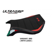 HOUSSE DE SELLE COMPATIBLE MV AGUSTA F4 - (99-09) MODÈLE YUZA TRICO - Logo : AVEC LOGO, Couleur : ARGENT, Type : ULTRAGRIP 