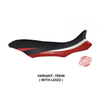 HOUSSE DE SELLE COMPATIBLE  MV AGUSTA RIVALE 800 (13-18) MODÈLE SORRENTO SPECIAL - Logo : AVEC LOGO, Couleur : ROUGE BLANC, Type : STANDARD 