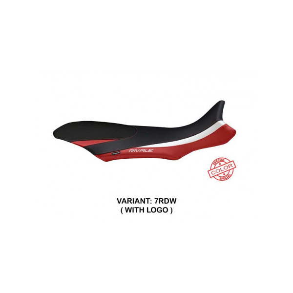 HOUSSE DE SELLE COMPATIBLE  MV AGUSTA RIVALE 800 (13-18) MODÈLE SORRENTO SPECIAL - Logo : AVEC LOGO, Couleur : BLANC ROUGE, Type : STANDARD