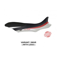 HOUSSE DE SELLE COMPATIBLE  MV AGUSTA RIVALE 800 (13-18) MODÈLE SORRENTO SPECIAL - Logo : AVEC LOGO, Couleur : BLANC ROUGE, Type : STANDARD