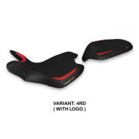 HOUSSE DE SELLE COMPATIBLE  MV AGUSTA TURISMO VELOCE (21-22) MODÈLE BALTI - Logo : AVEC LOGO, Couleur : BLANC, Type : STANDARD