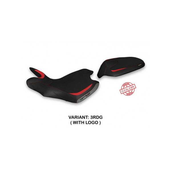 HOUSSE DE SELLE COMPATIBLE  MV AGUSTA TURISMO VELOCE (21-22) MODÈLE BALTI SPECIA - Logo : AVEC LOGO, Couleur : ROUGE GRIS, Type : STANDARD