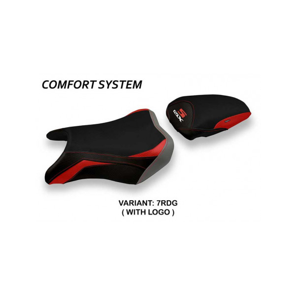 HOUSSE DE SELLE COMPATIBLE SUZUKI GSX S 750 (17-21) MODÈLE HOKOTA SPECIAL COLOR - Type : CONFORT, Logo : AVEC LOGO, Couleur : ROUGE GRIS