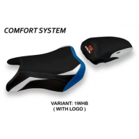 HOUSSE DE SELLE COMPATIBLE SUZUKI GSX S 750 (17-21) MODÈLE HOKOTA SPECIAL COLOR - Logo : AVEC LOGO, Couleur : BLANC BLEU, Type : CONFORT