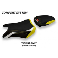 HOUSSE DE SELLE COMPATIBLE SUZUKI GSX S 750 (17-21) MODÈLE HOKOTA SPECIAL COLOR - Logo : AVEC LOGO, Couleur : BLANC BLEU, Type : CONFORT
