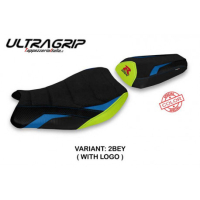 HOUSSE DE SELLE COMPATIBLE SUZUKI GSX R 1000 (17-21) MODÈLE ISILI COLORIS SPÉCIA - Logo : AVEC LOGO, Couleur : BLEU JAUNE, Type : ULTRAGRIP