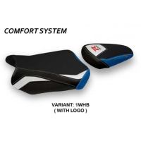 HOUSSE DE SELLE COMPATIBLE SUZUKI GSX R 600/750 (11-20) MODÈLE TÉHÉRAN SPECIAL C - Type : CONFORT, Logo : AVEC LOGO, Couleur : BLANC BLEU