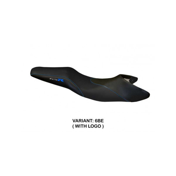 HOUSSE DE SELLE COMPATIBLE SUZUKI GSR 600 (06-11) MODÈLE MAURO CARBON COLOR - Logo : AVEC LOGO, Couleur : BLEU, Type : STANDARD