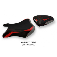 HOUSSE DE SELLE COMPATIBLE SUZUKI GSX S 750 (17-21) MODÈLE DERBY SPECIAL COLOR - Type : STANDARD, Logo : AVEC LOGO, Couleur : ROUGE GRIS 