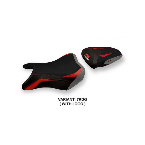 HOUSSE DE SELLE COMPATIBLE SUZUKI GSX S 750 (17-21) MODÈLE DERBY SPECIAL COLOR - Logo : AVEC LOGO, Couleur : BLANC ROUGE, Type : STANDARD