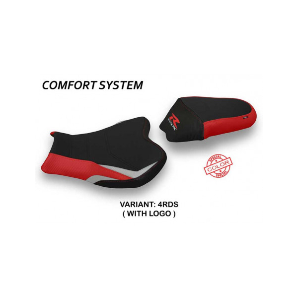 HOUSSE DE SELLE COMPATIBLE SUZUKI GSX R 1000 (09-16) MODÈLE ITRI 2 SPECIAL COLOR - Type : CONFORT, Logo : AVEC LOGO, Couleur : ROUGE ARGENT