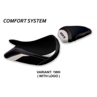HOUSSE DE SELLE COMPATIBLE SUZUKI GSX S 1000 (15-20) MODÈLE PAHIA - Couleur : BLANC, Type : CONFORT, Logo : AVEC LOGO