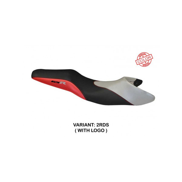 HOUSSE DE SELLE COMPATIBLE SUZUKI GSR 600 (06-11) MODÈLE MAURO SPECIAL COLOR - Logo : AVEC LOGO, Couleur : ROUGE ARGENT, Type : STANDARD