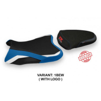 HOUSSE DE SELLE COMPATIBLE SUZUKI GSX R 600/750 (06-07) MODÈLE NIKITI SPECIAL CO - Type : STANDARD, Logo : AVEC LOGO, Couleur : BLEU BLANC 