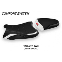 HOUSSE DE SELLE COMPATIBLE SUZUKI GSX R 600/750 (06-07) MODÈLE SAPES - Couleur : BLANC, Type : CONFORT, Logo : AVEC LOGO