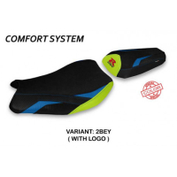 HOUSSE DE SELLE COMPATIBLE SUZUKI GSX R 1000 (17-21) MODÈLE PACECO SPECIAL COLOR - Logo : AVEC LOGO, Couleur : BLEU BLANC, Type : CONFORT