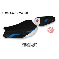 HOUSSE DE SELLE COMPATIBLE SUZUKI GSX R 1000 (17-21) MODÈLE PACECO SPECIAL COLOR - Logo : AVEC LOGO, Couleur : BLEU JAUNE, Type : CONFORT 