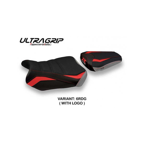 HOUSSE DE SELLE COMPATIBLE SUZUKI GSX R 600/750 (11-20) MODÈLE TEFÈ COLORIS SPÉC - Logo : AVEC LOGO, Type : ULTRAGRIP, Couleur : BLANC ROUGE