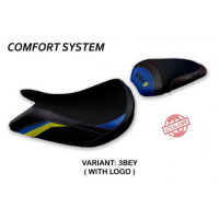 HOUSSE DE SELLE COMPATIBLE SUZUKI GSX S 1000 (15-20) MODÈLE PAHIA SPECIAL COLOR - Logo : AVEC LOGO, Couleur : BLEU JAUNE, Type : CONFORT 