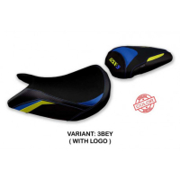 HOUSSE DE SELLE COMPATIBLE SUZUKI GSX S 1000 (15-20) MODÈLE WARD SPECIAL COLOR - Logo : AVEC LOGO, Couleur : BLEU JAUNE, Type : STANDARD 