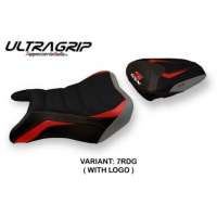 HOUSSE DE SELLE COMPATIBLE SUZUKI GSX S 750 (17-21) MODÈLE KYOTO SPECIAL COLOR - Logo : AVEC LOGO, Couleur : ROUGE GRIS, Type : ULTRAGRIP 
